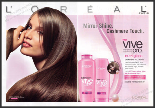 L'Oreal Laetitia Casta 2000s Print Advertisement (2 pgs) 2007 Vive Pro Hair Fetch-the-Paper