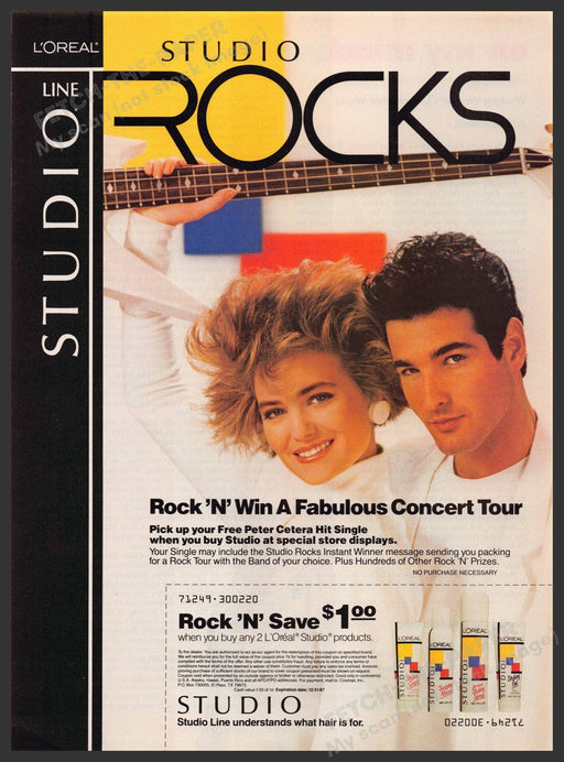 L'Oreal Studio Line 1980s Print Advertisement 1987 Rocks! (Not the product) L'Oreal Studio Line