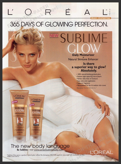 L'Oreal Sublime Glow Scarlett Johansson 2000s Print Advertisement Ad 2006 Fetch the Paper!