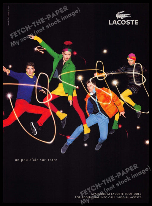 Lacoste 2010s Print Advertisement 2010 Jumping Friends "un peu d'air sur terre" Fetch-the-Paper