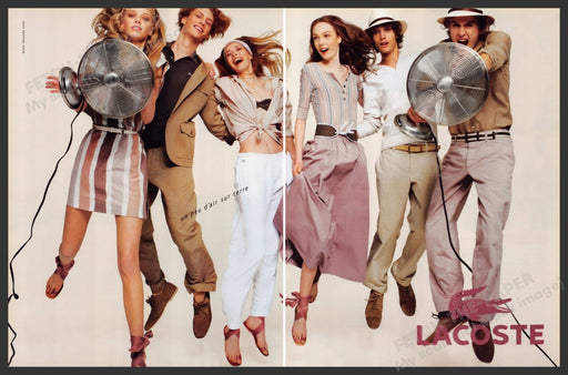 Lacoste Clothing 2000s Print Advertisement (2 Page) 2009 Jumping Models Fetch-the-Paper