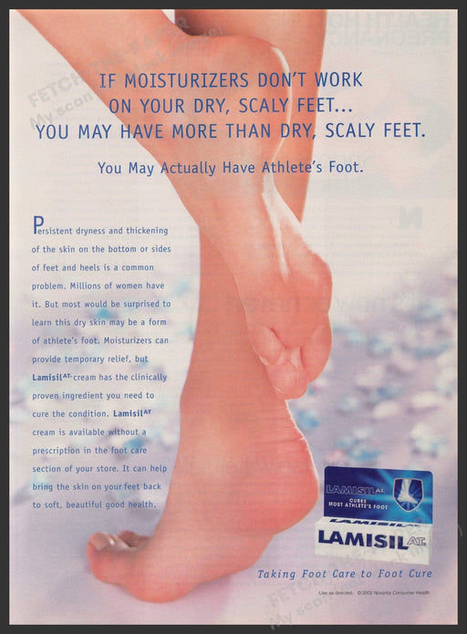 Lamisil Foot Care 2000s Print Advertisement 2002 Smooth Feet Fetch-the-Paper