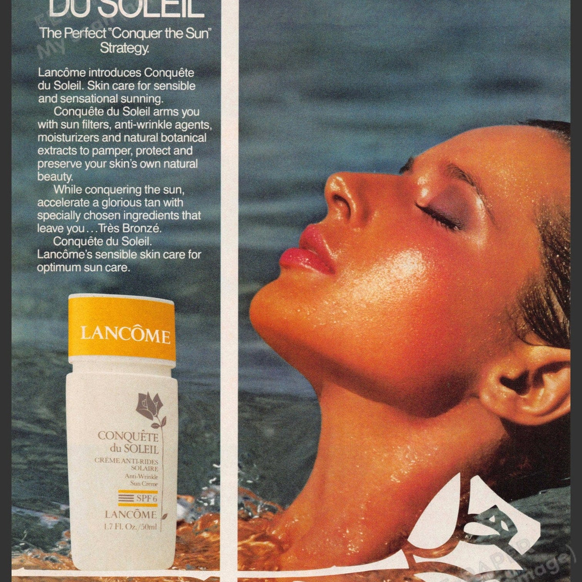 Lancome 1980s Magazine Print Advertisement 1985 Conquer Sun Conquete d ...
