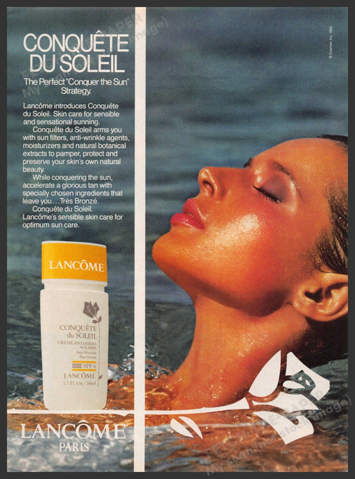 Lancome 1980s Magazine Print Advertisement 1985 Conquer Sun Conquete du Soleil Lancome