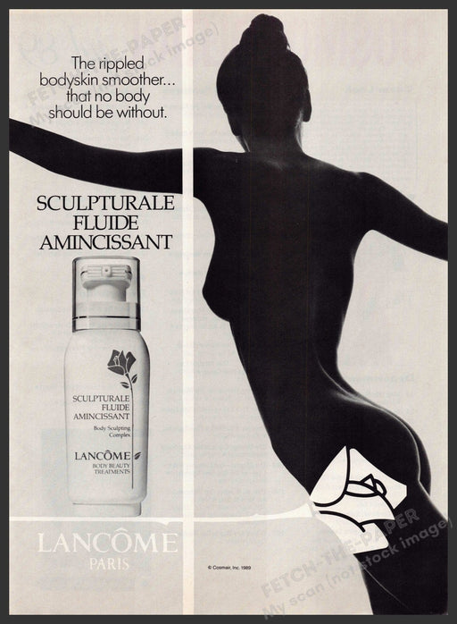Lancome 1980s Print Advertisement 1989 Bare Body Silhouette Skin Lancome
