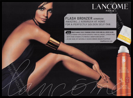 Lancome Paris Flash Bronzer 2000s Print Advertisement Ad 2005 Tan Legs Fetch the Paper!