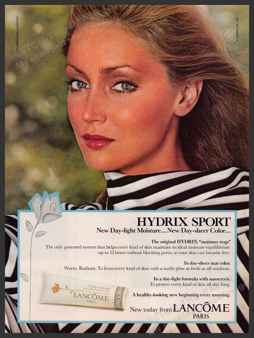 Lancome Paris Hydrix Sport Skin Moisturizer 1980s Print Advertisement Ad 1981 Fetch-the-Paper