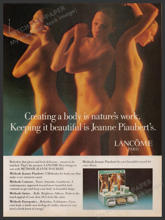 Lancome Paris Methode Jeanne Piaubert 1980s Print Advertisement Ad 1981 Bare Fetch-the-Paper