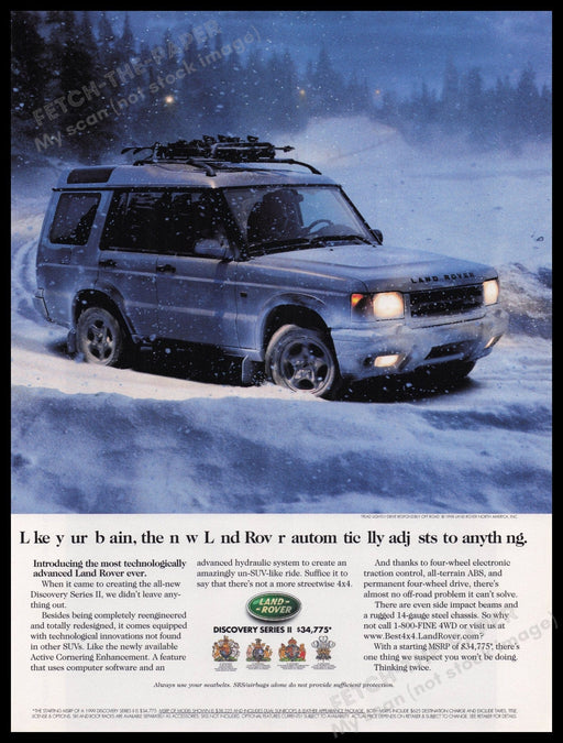 Land Rover Discovery Series II 1990s Print Advertisement Ad 1999 SUV Snow Fetch the Paper!