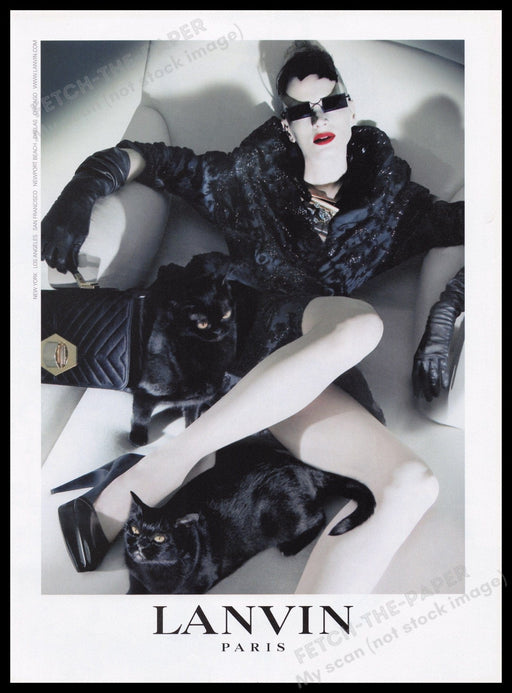 Lanvin Paris Clothing 2000s Print Advertisement Ad 2009 Legs Black Cats Fetch the Paper!