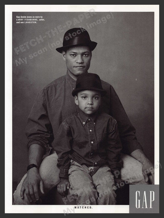 Laurence Fishburne & John Corbett for Gap 1990s Magazine Photo Front & Back 1992 Fetch the Paper!