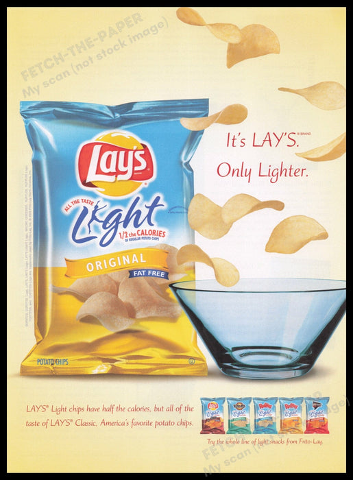 Lay's Light Potato Chips 2000s Print Advertisement Ad 2005 Fetch the Paper!