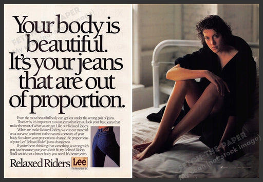 Lee Relaxed Riders 1980s Print Advertisement (2 pg) Perfume 1987 Beautiful Body Lee Relaxed Riders