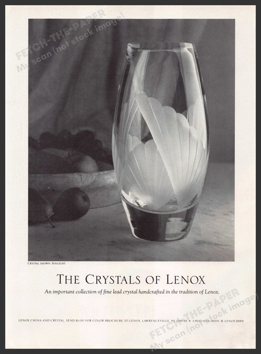 Lenox 1980s Magazine Print Advertisement 1989 Fanlight (Not the product) Lenox