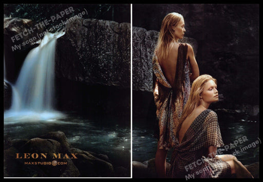 Leon Max 2010s Print Advertisement (2 pages) 2013 Models Waterfall Rocks Leon Max