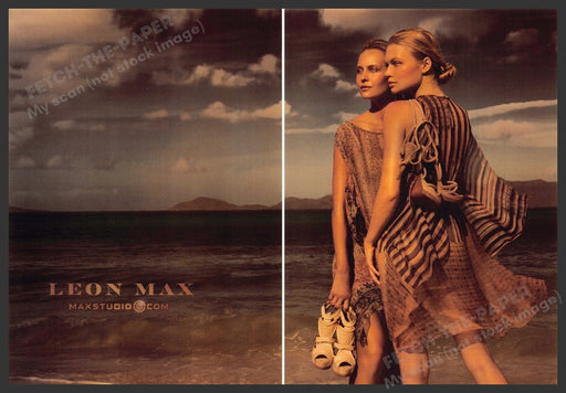 Leon Max Footwear 2010s Print Advertisement (2 page) 2013 Beach Models Fetch-the-Paper