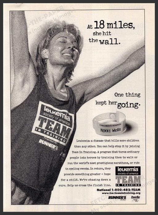 Leukemia Society of America 1990s Magazine Print Advertisement 1998 Nikki Wells Leukemia Society of America