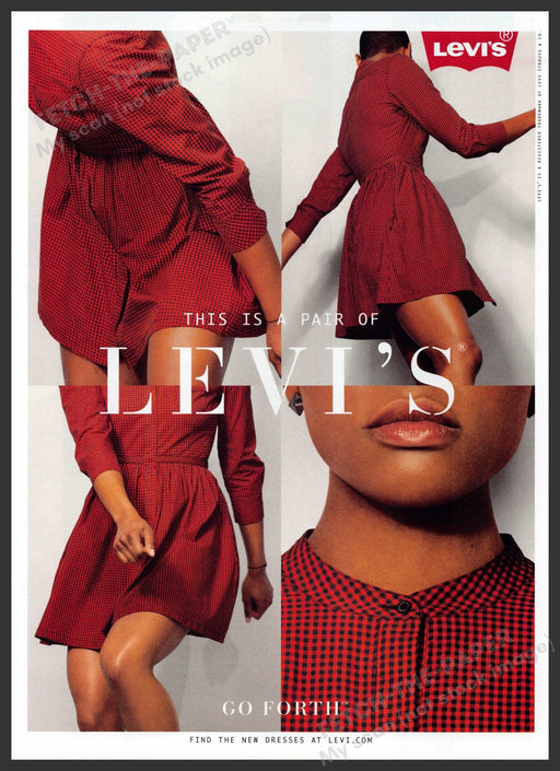Levi's Go Forth 2010s Print Advertisement 2012 Dress Model Legs Quadrant Fetch-the-Paper