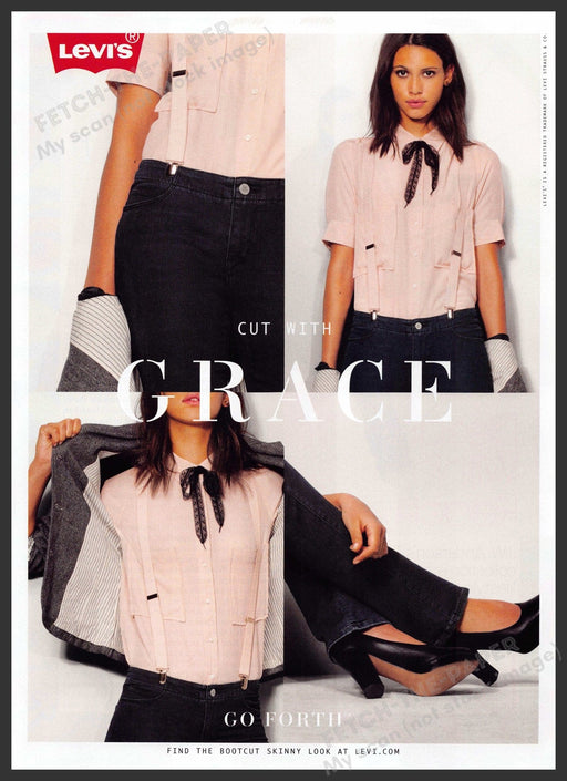 Levi's Grace 2010s Print Advertisement 2012 Bootcut Model Quadrant Fetch-the-Paper