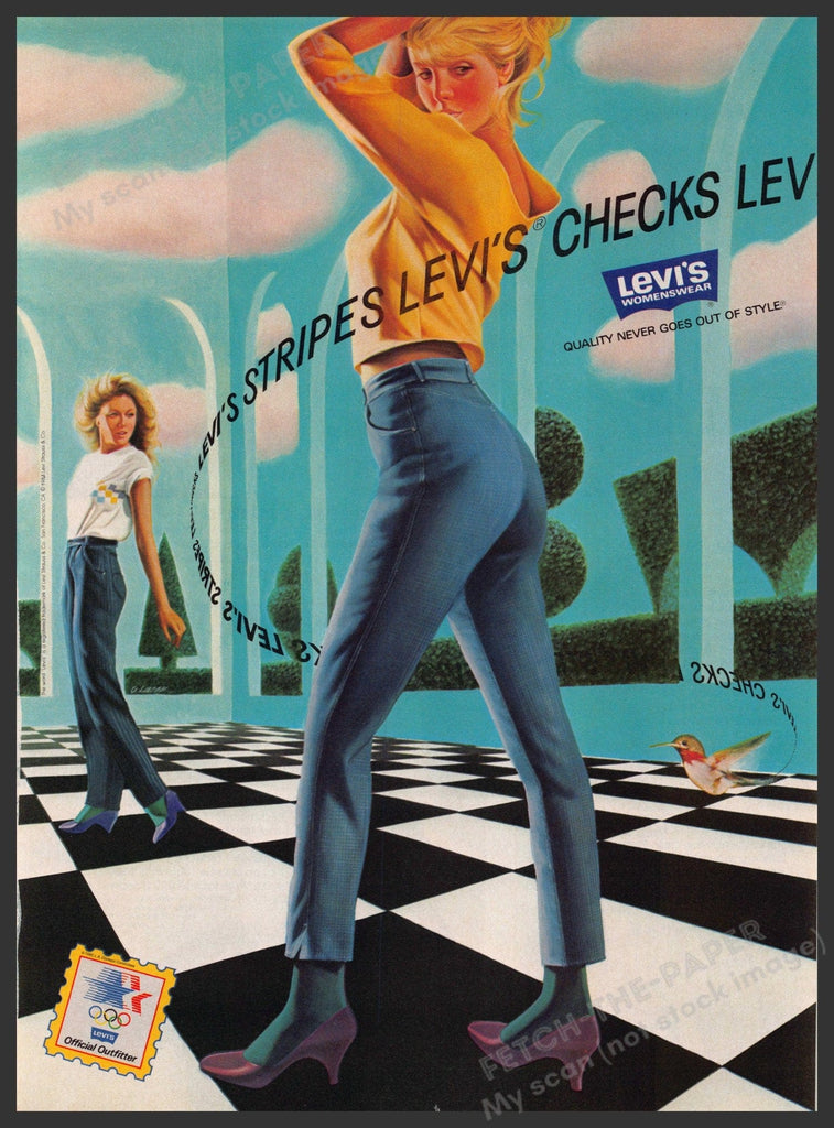 Levi's Jeans 1980s Print Advertisement 1984 Checks & Stripes