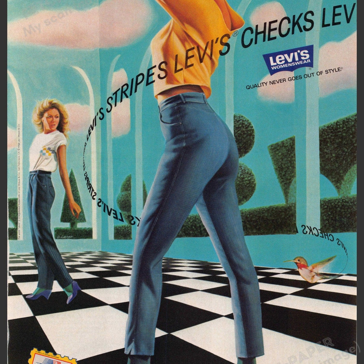 Levi's Jeans 1980s Print Advertisement 1984 Checks & Stripes