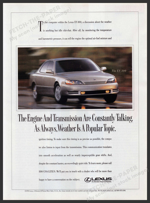 Lexus ES 300 Car 1990s Print Advertisement Ad 1995 Fetch the Paper!