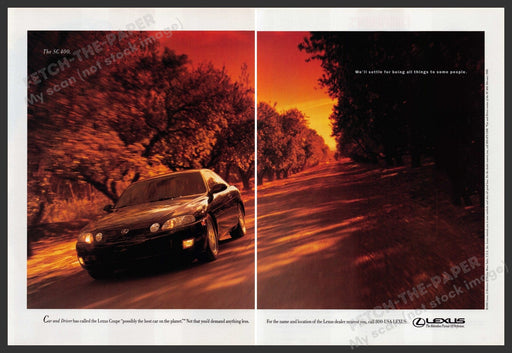 Lexus SC 400 Car 1990s Print Advertisement Ad (2 pages) 1995 Fetch the Paper!