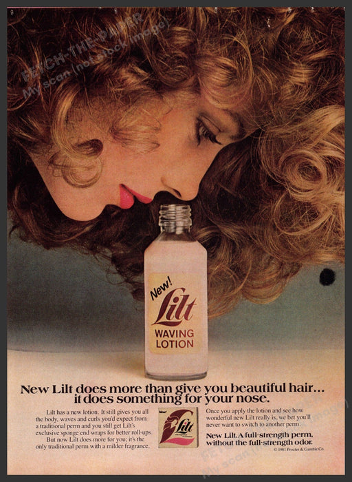 Lilt 1980s Print Advertisement 1982 Hair Waving Lotion Curls Lilt Hair