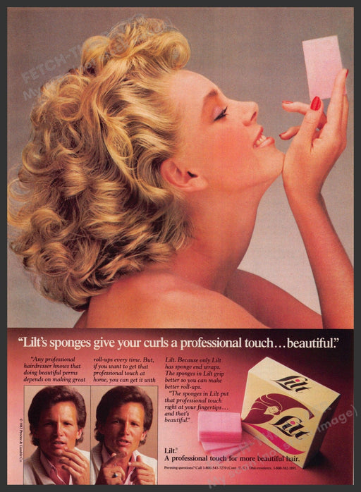 Lilt Hair 1980s Print Advertisement 1984 Perm Sponge Wraps Beauty Curls Fetch-the-Paper