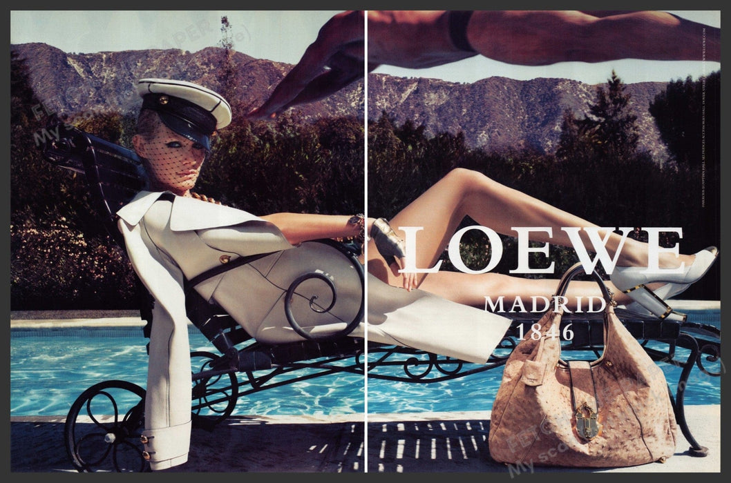 Loewe Handbags 2000s Print Advertisement (2 Pg) 2009 Legs Pool Diving Male Fetch-the-Paper