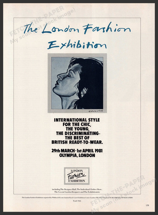 London Fashion Exhibition 1980s Print Advertisement Ad 1981 Olympia London Fetch-the-Paper