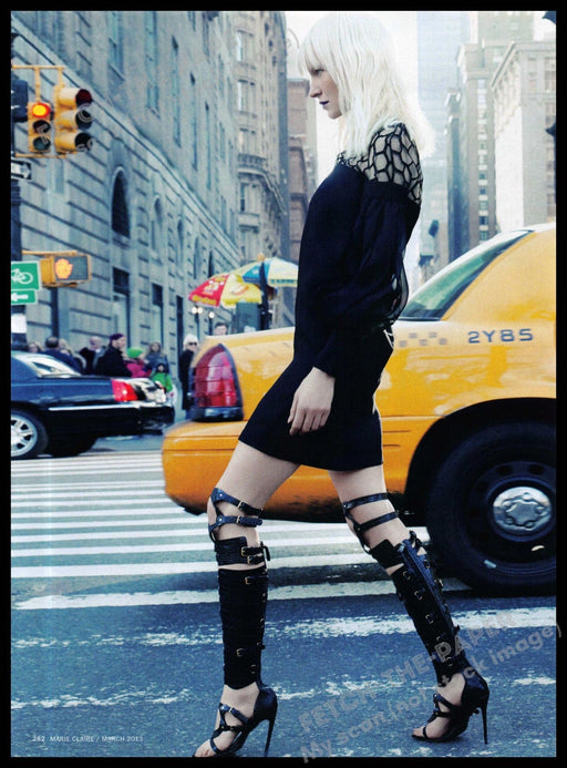 Long Legs Strappy Boots Taxi City Street 2010s Magazine Photo Page 2013 Fetch-the-Paper
