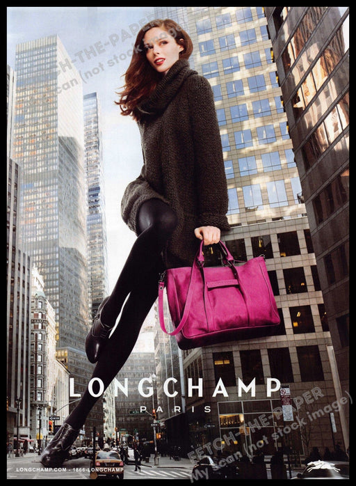 Longchamp Paris 2010s Print Advertisement 2013 Long Legs Handbag City Buildings Longchamp Paris