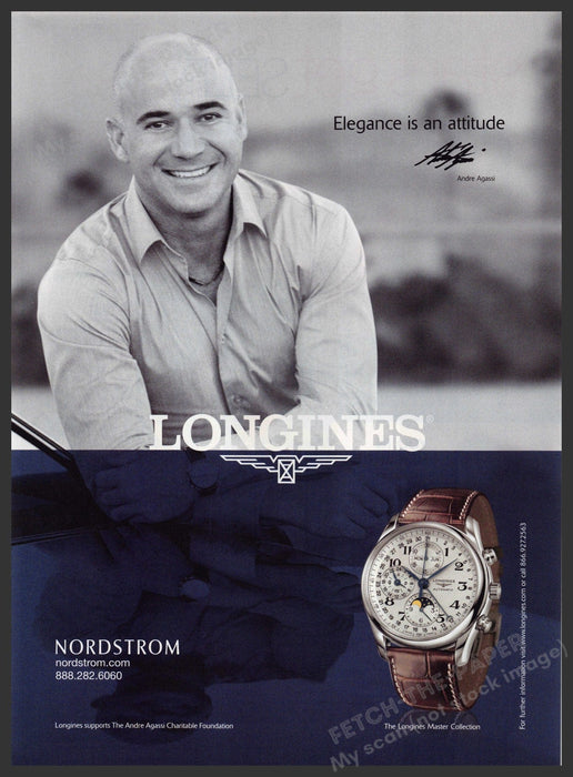 Longines 2000s Magazine Print Advertisement 2008 Andre Agassi Longines