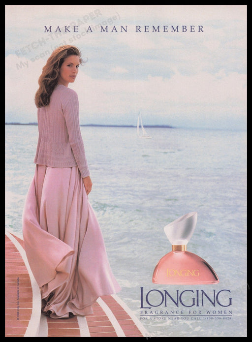 Longing Coty Fragrance 1990s Print Advertisement Ad 1997 "Make a man remember" Fetch the Paper!