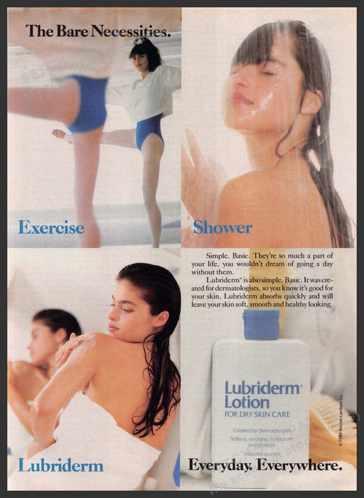 Lubriderm Lotion 1980s Magazine Print Advertisement 1989 Legs Skin Care Exercise Lubriderm
