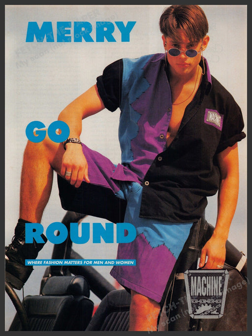 Machine Clothing 1990s Print Advertisement Ad 1992 Men's Fashion Merry Go Round Fetch-the-Paper
