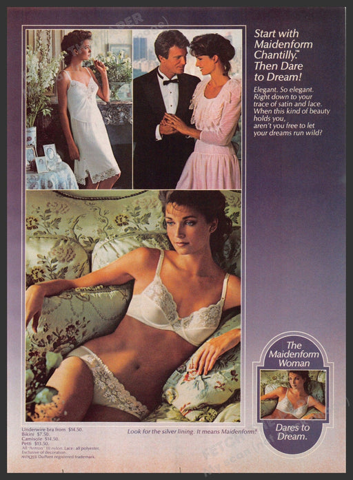 Maidenform 1980s Magazine Print Advertisement 1984 Dares Dream WTC Twin Towers Maidenform
