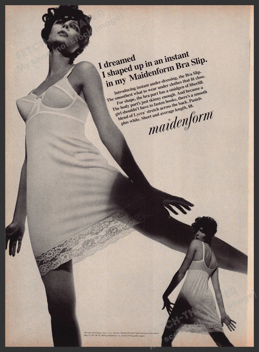 Maidenform Bra Slip Lingerie 1960s Print Advertisement Ad 1969 Legs Fetch the Paper!