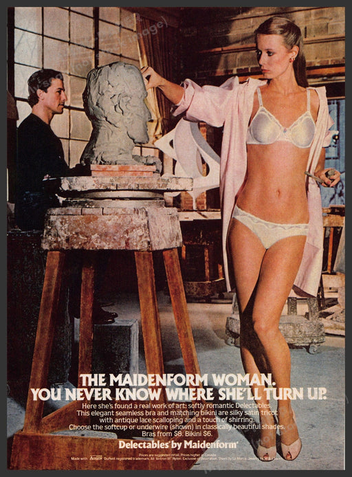 Maidenform Delectables Lingerie Sculptor 1980s Print Advertisement 1981 Maidenform
