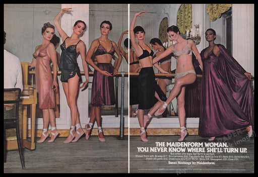Maidenform Sweet Nothings 1980s Print Advertisement (2 pages) 1980 Ballet Fetch the Paper!
