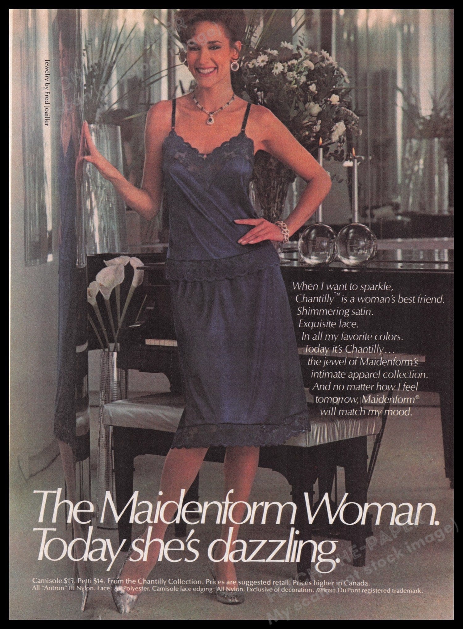 Maidenform Woman Lingerie 1980s Print Advertisement Ad 1985 Piano Slip maidenform-woman-lingerie-1980s-print-advertisement-ad-1985-piano-slip
