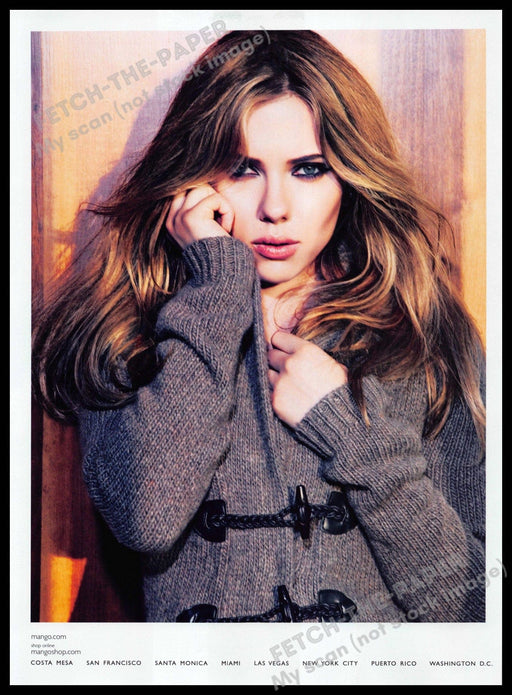 Mango 2010s Print Advertisement 2010 Actress Scarlett Johansson Sweater Fetch-the-Paper