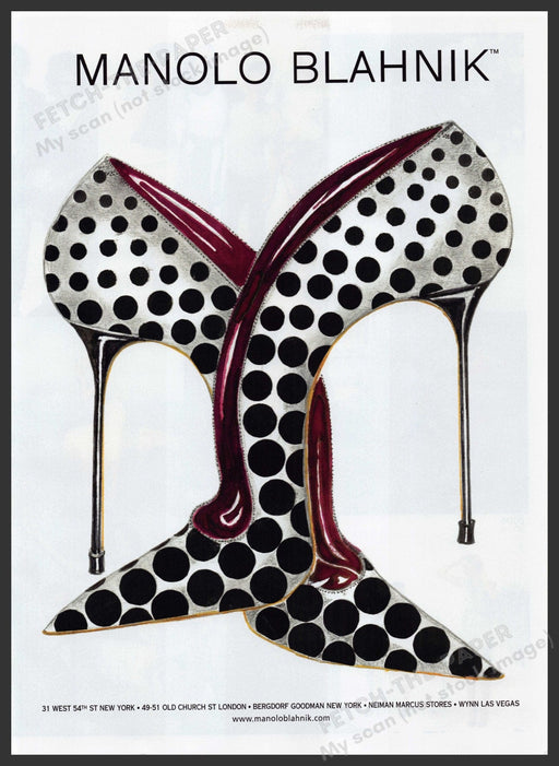 Manolo Blahnik Shoes 2000s Print Advertisement Ad 2013 Polka Dot Heels Fetch the Paper!