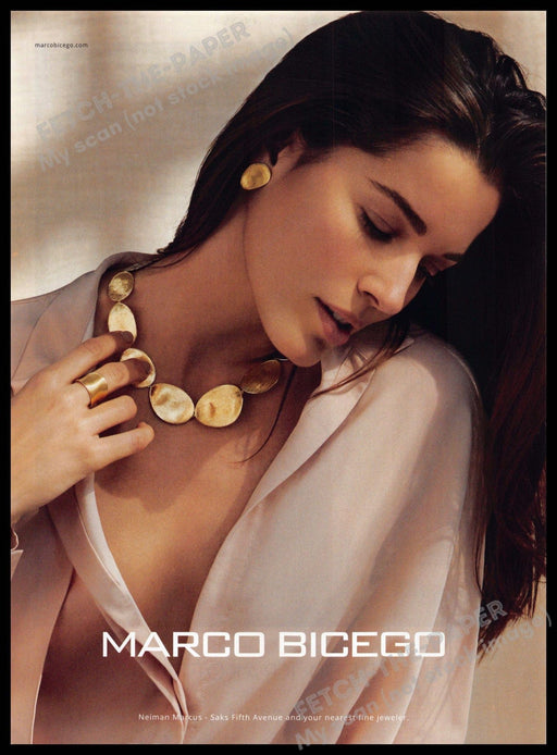 Marco Bicego 2010s Magazine Print Ad 2014 Jewelry Sexy Brunette Neck Marco Bicego