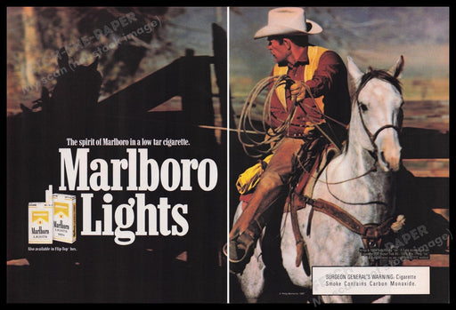 Marlboro Lights 1980s Print Advertisement (2 pgs) 1987 Fetch the Paper!