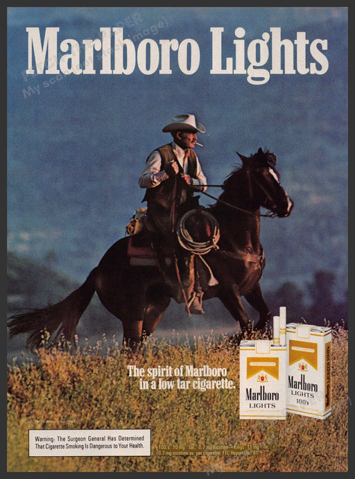 Marlboro Lights Cigarettes 1980s Print Advertisement 1983 Darrell Winfield Fetch-the-Paper