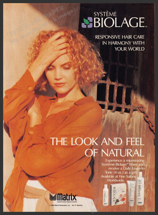 Matrix 1990s Print Advertisement 1990 Biolage Curly Hair Feel of Natural Matrix
