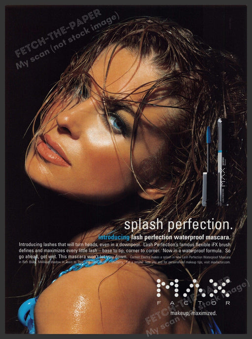 Max Factor Carmen Electra 2000s Print Advertisement 2006 Waterproof Mascara Fetch-the-Paper