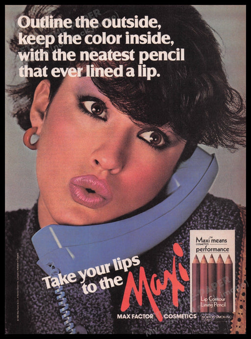 Max Factor Makeup 1980s Print Advertisement Ad 1980 "Take your lips to the Maxi" Fetch the Paper!